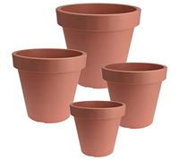 URBNLIVING Round Plastic Flower Plants Vegetable Garden Indoor Outdoor Decor Pots (30, Terracotta)