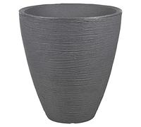 URBNLIVING Round Plastic Ribbed Flower Plant Garden Indoor Outdoor Flower Planter Pots Set (Charcoal, 1)