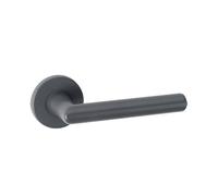 URBNLIVING Salisbury Metal Lever Latch Door Handles Set Round Rose Internal & External Use, Durable and Stylish Modern Design Easy Installation Secure for Home or Office (Grey Rose)