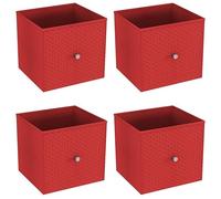 URBNLIVING Set of 1/4/6 Foldable 27cm Woven Fabric Storage Cube Box Drawer Insert Basket with Handle - Multi Colourful Collapsible Toy Arts & Crafts Bins, Durable and Lightweight for Home Office