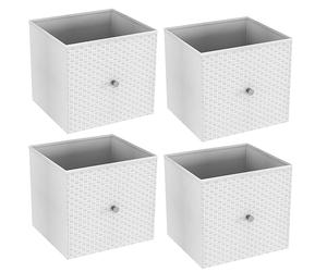 URBNLIVING Set of 1/4/6 Foldable 27cm Woven Fabric Storage Cube Box Drawer Insert Basket with Handle - Multi Colourful Collapsible Toy Arts & Crafts Bins, Durable and Lightweight for Home Office