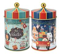 URBNLIVING Set of 2 Decorative Christmas Cookie Tins with Lids - Festive Metal Biscuit, Treat, and Candy Storage Boxes for Holiday Baking & Gifting