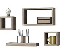 URBNLIVING Set Of 4 Antique Oak Hanging Wooden Floating Shelves