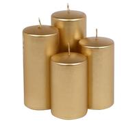 URBNLIVING Set of 4 Elegant Decorative Pillar Candles - Gold, Silver, or Red - Long-Lasting Burn, Varying Heights, Perfect for Weddings, Parties, and Home Decor, Ideal for Relaxation and Meditation
