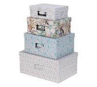 URBNLIVING Set of 4 Floral Decorative Storage Boxes with Lids - Large Nesting Keepsake Gift Boxes for Home Organisation, Memory Storage, Craft Supplies, Photos & Bedroom Décor
