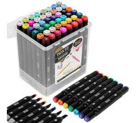 URBNLIVING Set of 48 Alcohol-Based Twin Tip Art Markers - Dual Nib Sketching & Colouring Pens with Fine & Broad Tips - Quick-Dry, Blendable Ink - Ideal for Illustration, Design, Manga, Adult Colouring