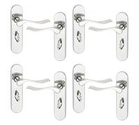 URBNLIVING Set of 6/4Pcs Berkshire Metal Lever Latch Door Handles Set Round Rose for Internal and External Doors Elegant, Durable & Strong with Easy Installation Hardware Tools