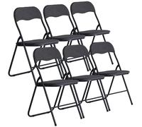 URBNLIVING Set of 6 Portable Folding Chairs with PVC Velvet Ribcord Seats - Lightweight Metal Frame - Easy to Store & Transport