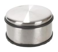 URBNLIVING Silver Stainless Steel Door Stop Rubber Floor Extra Large Round Heavy Duty Doorstops Wall Protector Metal Modern Stopper Holder 6x11cm Wide