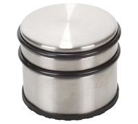 URBNLIVING Silver Stainless Steel Door Stop Rubber Floor Extra Large Round Heavy Duty Doorstops Wall Protector Metal Modern Stopper Holder 9x7.5cm - Tall Pack of 2