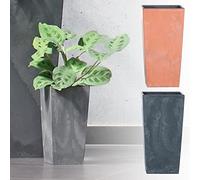 URBNLIVING Square Tall Concrete Effect Flower Plant Pot Indoor Outdoor Garden Patio Planter (Grey)