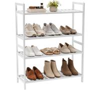 URBNLIVING Stackable Bamboo Shoe Rack, Multi-Level Shoe Storage Organizer for Hallway & Entryway, Space-Saving Wooden Shoe Shelf - 4 Tier