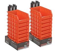 URBNLIVING Stackable Tool Storage Bins with Wall Mounts - Durable Modular Organiser for Garage, Workshop, Utility Rooms - Perfect for Nuts, Bolts & Small Tools, Set of 16