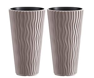 URBNLIVING Stunning Sandy Slim Large Plant Pot Flower Planters Indoor Outdoor Garden (Mocca, 2)