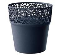 URBNLIVING Tree Mini Plastic Quality Flower Plant Garden Indoor Outdoor Herb Planter Pots Modern Set (Black, 2)