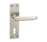 URBNLIVING Victoria Metal Lever Latch Door Handles Set with Round Rose for Internal & External Use Easy Installation, Stylish Finish, Ideal Home & Office Doors (Satin Nickel Keyhole)