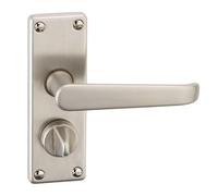 URBNLIVING Victoria Metal Lever Latch Door Handles Set with Round Rose for Internal & External Use Easy Installation, Stylish Finish, Ideal Home & Office Doors (Satin Nickel Privacy)