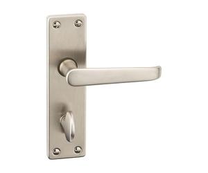 URBNLIVING Victoria Metal Lever Latch Door Handles Set with Round Rose for Internal & External Use Easy Installation, Stylish Finish, Ideal Home & Office Doors (Satin Nickel Bathroom)