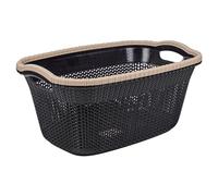 URBNLIVING Violetta Plastic Rattan Laundry Clothes Basket Storage Hamper with Handles (Brown, 40L)