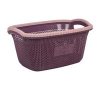 URBNLIVING Violetta Plastic Rattan Laundry Clothes Basket Storage Hamper with Handles (Purple, 30L)