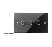 URBNLIVING Volex Crabtree Gold 3 Gang Metal Dimmer Angled Light Switches Socket Toggles (Black Nickle)