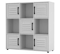 URBNLIVING White Cube Bookcase With Metal Door Display Shelf Storage Unit Shelving Cupboard Organiser (White Door, 3x3 Cube (9 Cube))