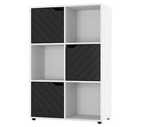 URBNLIVING White Wooden Cube Bookcase With Line Doors Display Shelf Storage Shelving Cupboard Modern (Black Door, 2x3 Cube (6 Cube))
