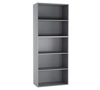 URBNLIVING Wide 5 Tier Wooden Shelf Display Bookcase (Beech) (Grey)