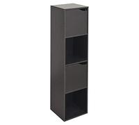 URBNLIVING Wooden Black 4 Cubed Bookcase With 2 Black Doors