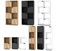 URBNLIVING Wooden Black 8 Cubed Bookcase With 4 Black Doors