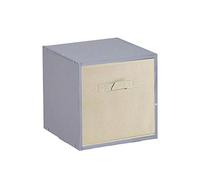 URBNLIVING Wooden Bookcase Grey Storage Cube + 1 Beige Drawer