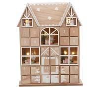 URBNLIVING Wooden House Advent DIY Calendar to Fill Yourself Christmas Santa House with LED Lights 24 Drawer Countdown Reusable Tabletop Xmas Decorations for Adults Kids Gifts Holiday (Brown & White)