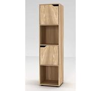 URBNLIVING Wooden Oak 4 Cubed Bookcase With 2 Oak Doors