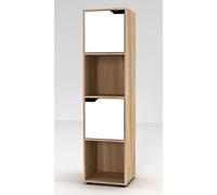 URBNLIVING Wooden Oak 4 Cubed Bookcase With 2 White Doors