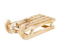 URBNLIVING Wooden Sled LED Light Up Display Sleigh Ornament Novelty Christmas Decoration (30cm, Brown Whitewash)