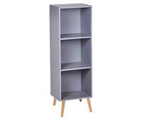 URBNLIVING Wooden Storage 3 Tier Bookcase Scandinavian Style Legs Unit (Grey Bookcase, Beech Legs)