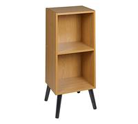 URBNLIVING Wooden Storage Cube Bookcase Scandinavian Style Legs Unit (Beech Bookcase, Black Legs)