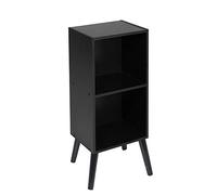 URBNLIVING Wooden Storage Cube Bookcase Scandinavian Style Legs Unit (Black Bookcase, Black Legs)