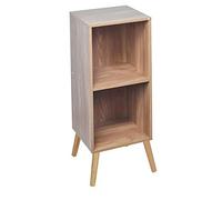 URBNLIVING Wooden Storage Cube Bookcase Scandinavian Style Legs Unit (Oak Bookcase, Pine Legs)