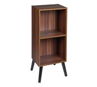 URBNLIVING Wooden Storage Cube Bookcase Scandinavian Style Legs Unit (Teak Bookcase, Black Legs)