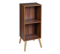 URBNLIVING Wooden Storage Cube Bookcase Scandinavian Style Legs Unit (Teak Bookcase, Pine Legs)