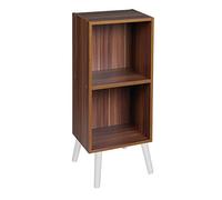 URBNLIVING Wooden Storage Cube Bookcase Scandinavian Style Legs Unit (Teak Bookcase, White Legs)