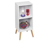 URBNLIVING Wooden Storage Cube Bookcase Scandinavian Style Legs Unit (White Bookcase, Pine Legs)