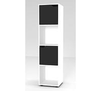 URBNLIVING Wooden White 4 Cubed Bookcase With 2 Black Doors