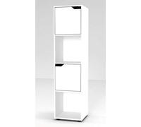 URBNLIVING Wooden White 4 Cubed Bookcase With 2 White Doors