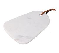 URBNLVING Natural Marble Serving Platter & Cutting Board - Multipurpose Kitchen Tray with Leather Strap for Cheese, Charcuterie, and Entertaining (White)