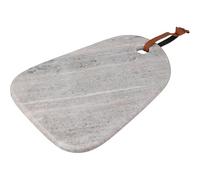 URBNLVING Natural Marble Serving Platter & Cutting Board - Multipurpose Kitchen Tray with Leather Strap for Cheese, Charcuterie, and Entertaining (Grey)