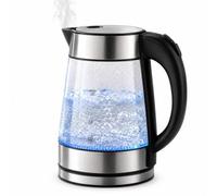 URBNTECH 1.7L Glass Electric Kettle, 2200W Fast Boil with Blue LED Illumination & Stainless Steel Trim, Cordless Water Boiler for Home & Office