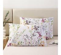 URBONUR 100% Cotton Pillowcases Set of 2 King Size Floral Printed Pillow Cases Soft Breathable Cooling Pillowcase Decorative Pillow Cover (King, 20x36 Inches, Lilac)