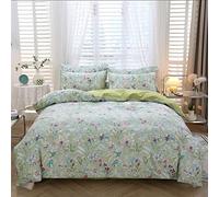 URBONUR Green Floral Duvet Cover Set King Size 100% Egyptian Cotton Bedding Set Farmhouse Butterfly Print Comforter Cover with Button Closure (3Pcs, King)